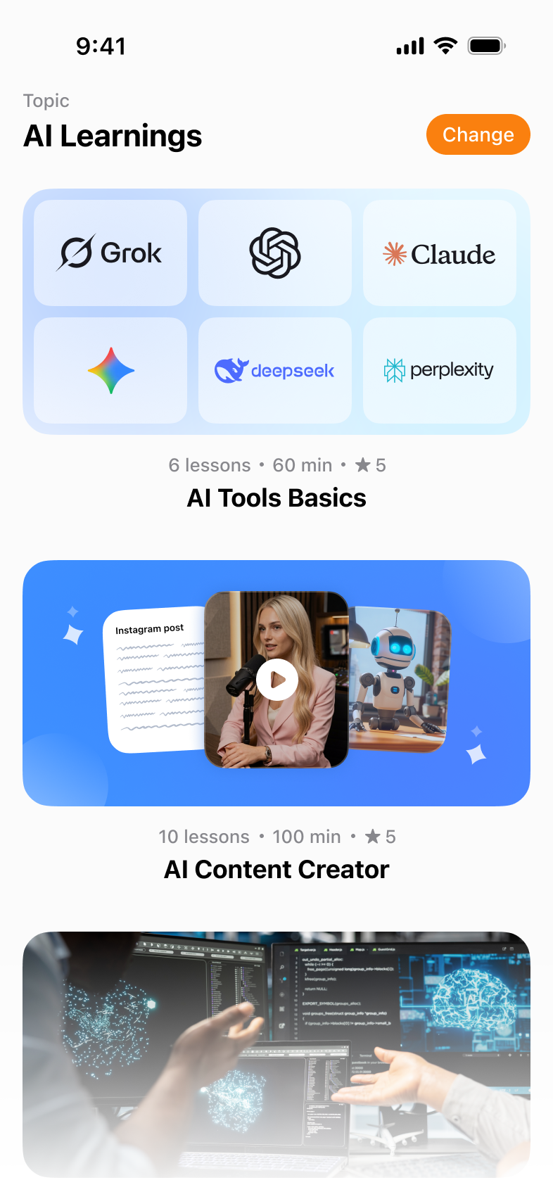 Screenshot of the AI Learnings screen in the Skillbee app